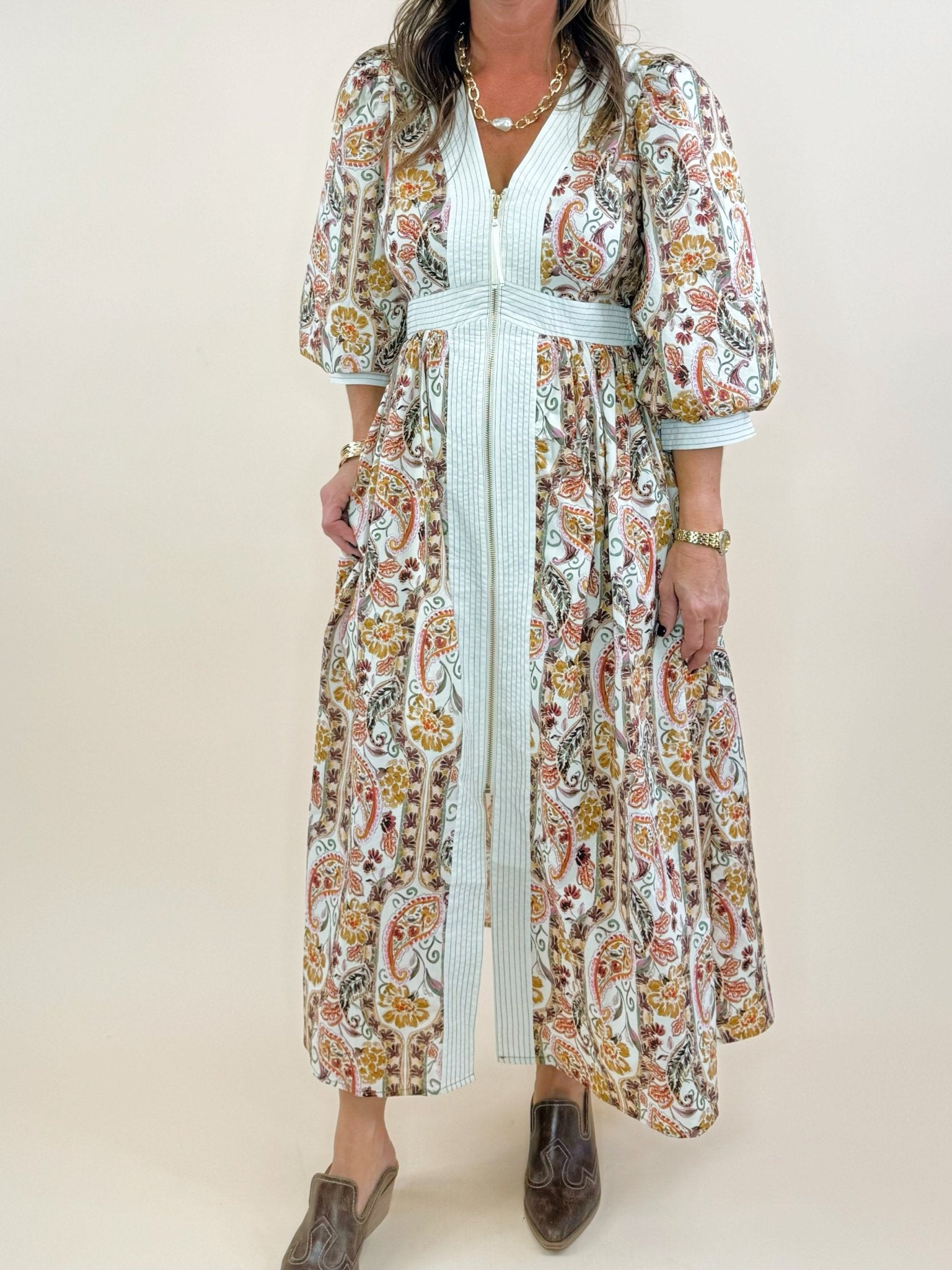 Paisley Garden Midi Dress - Jessi Jayne Boutique