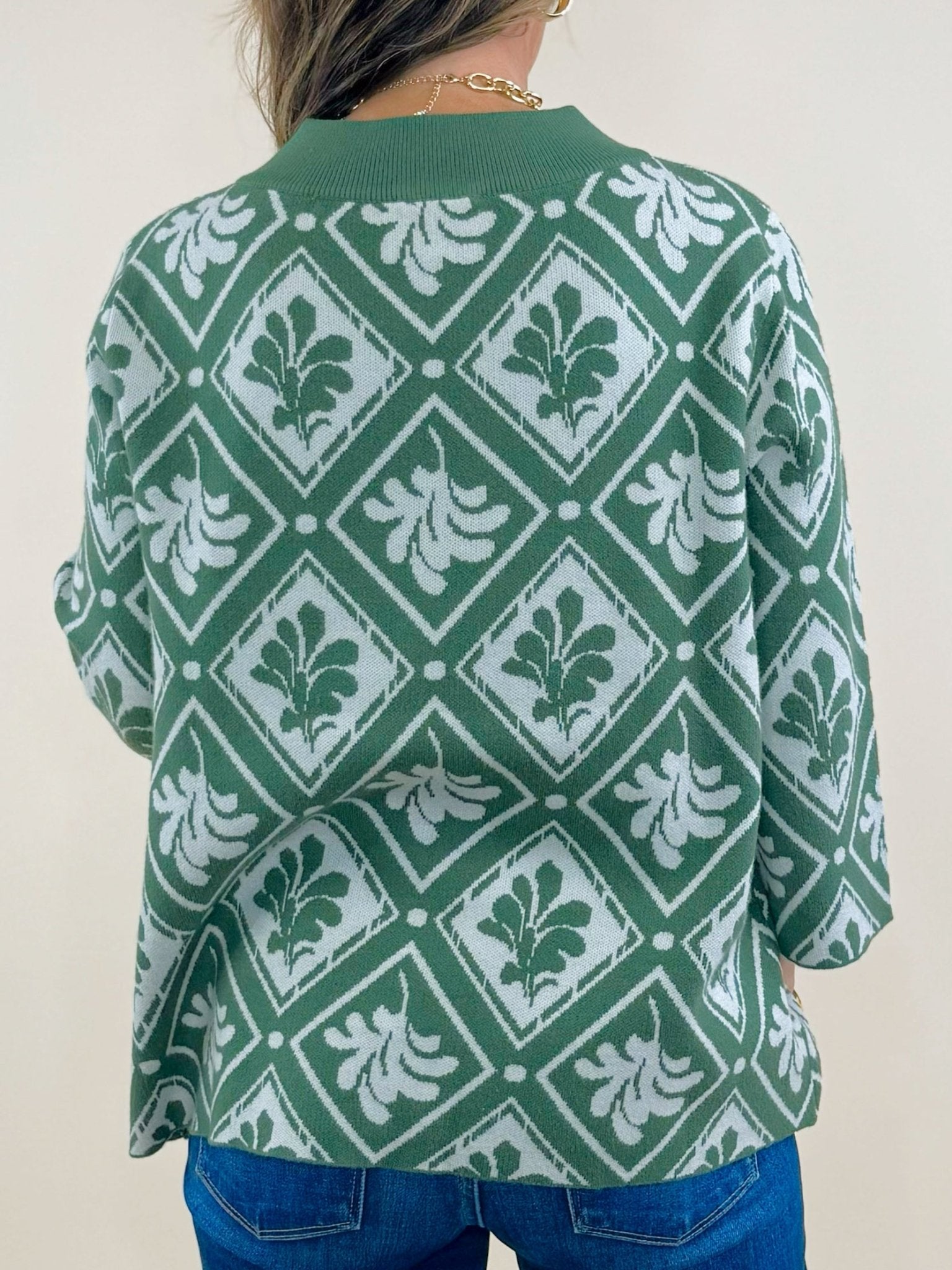Olive Tile Knit Sweater - Jessi Jayne Boutique