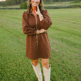 Espresso Zipper Detail Mini Dress - Jessi Jayne Boutique