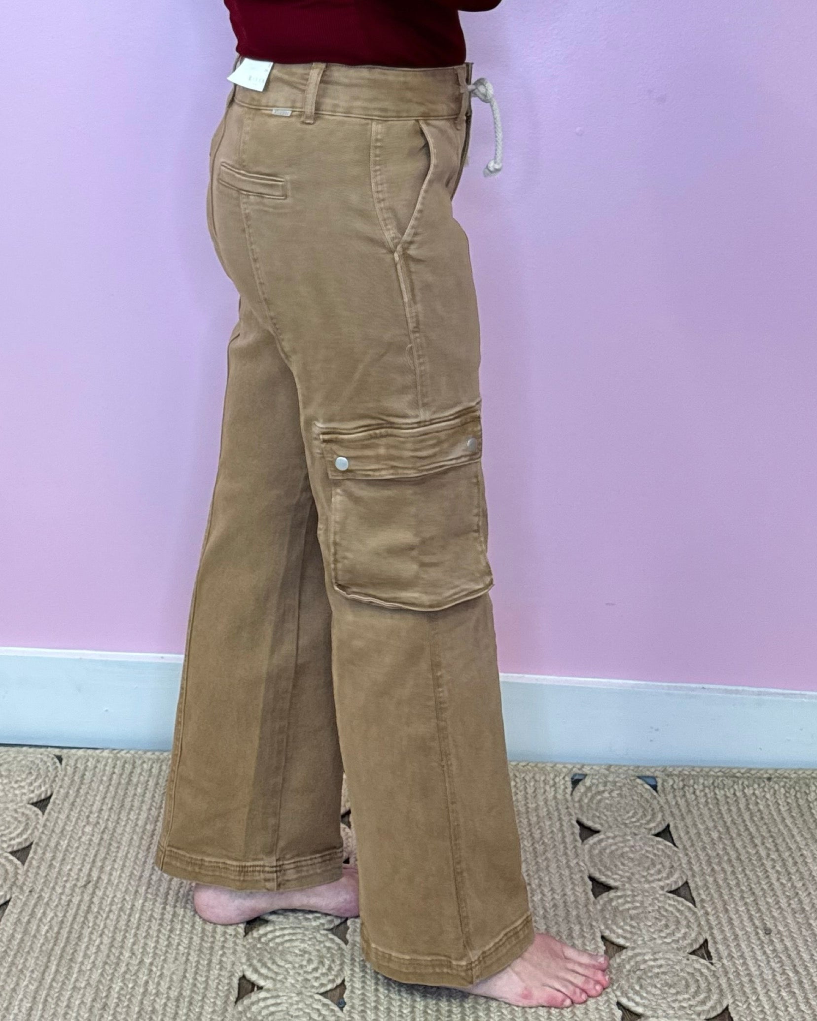 Alexia Cocoa High Rise Ankle Cargo Jeans (Risen) - Jessi Jayne Boutique