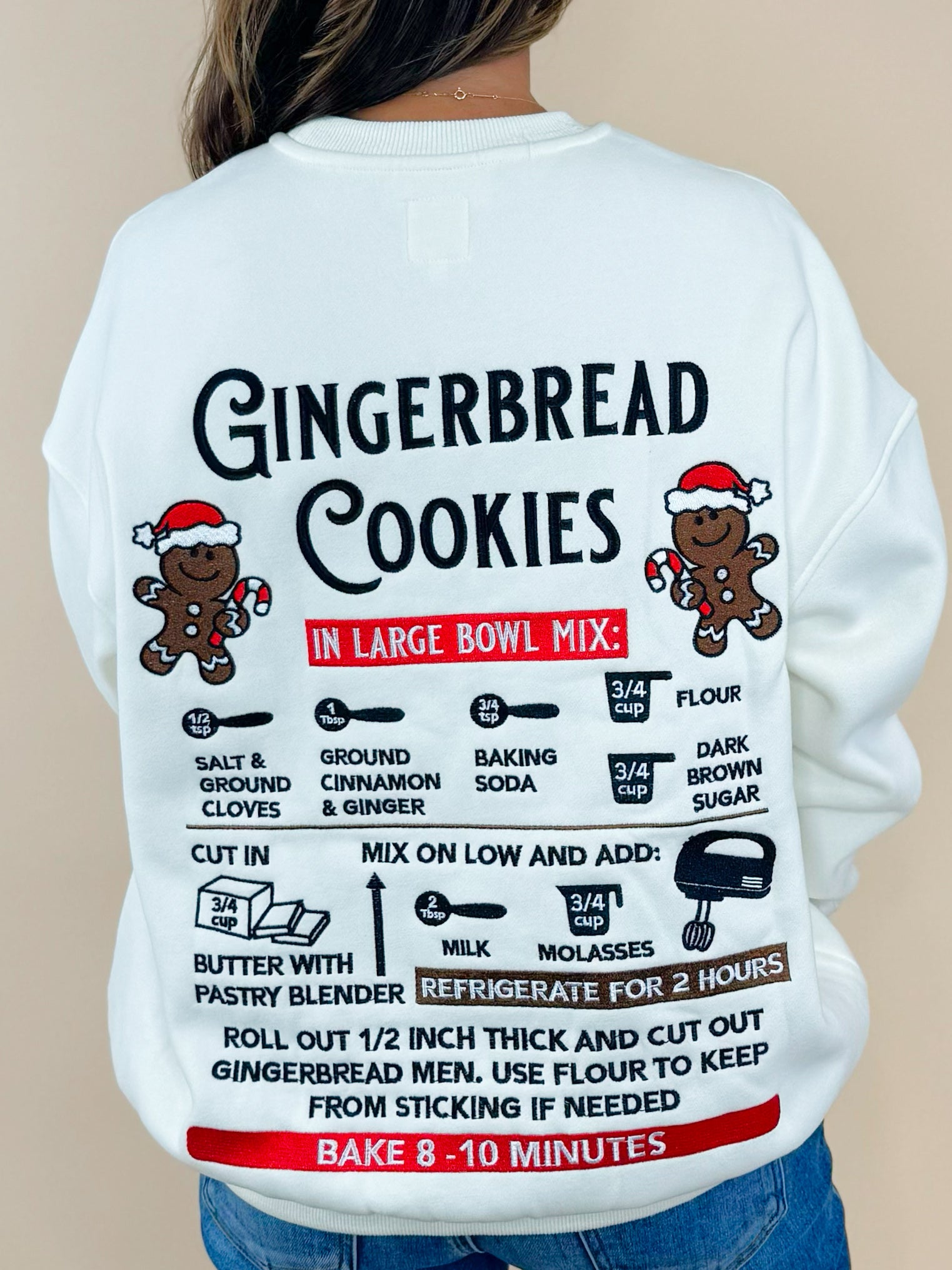 Sunkissed Coconut Gingerbread Recipe Embroidered Sweatshirt - Jessi Jayne Boutique