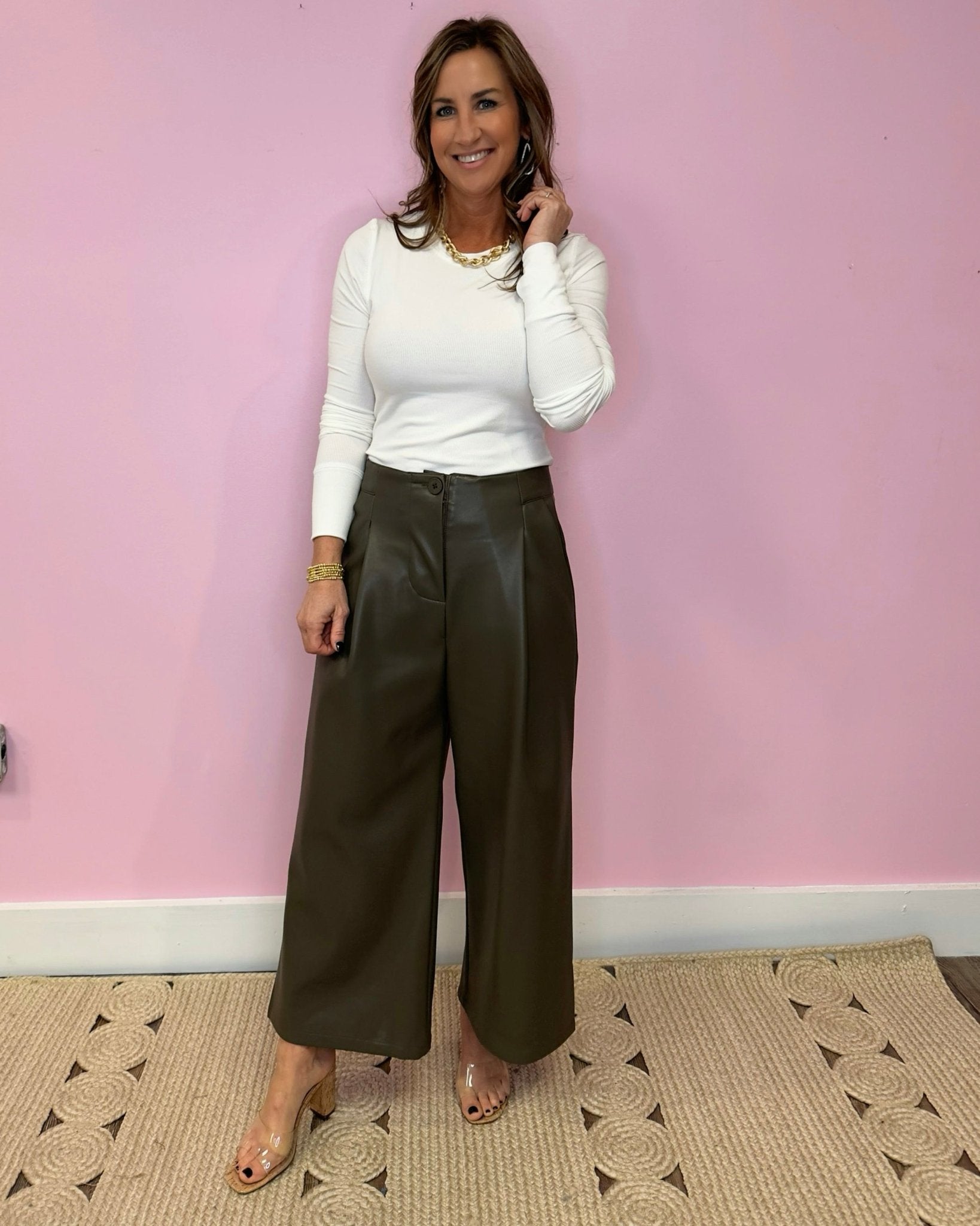 Dare You To Dark Olive Pleather Pants - Jessi Jayne Boutique