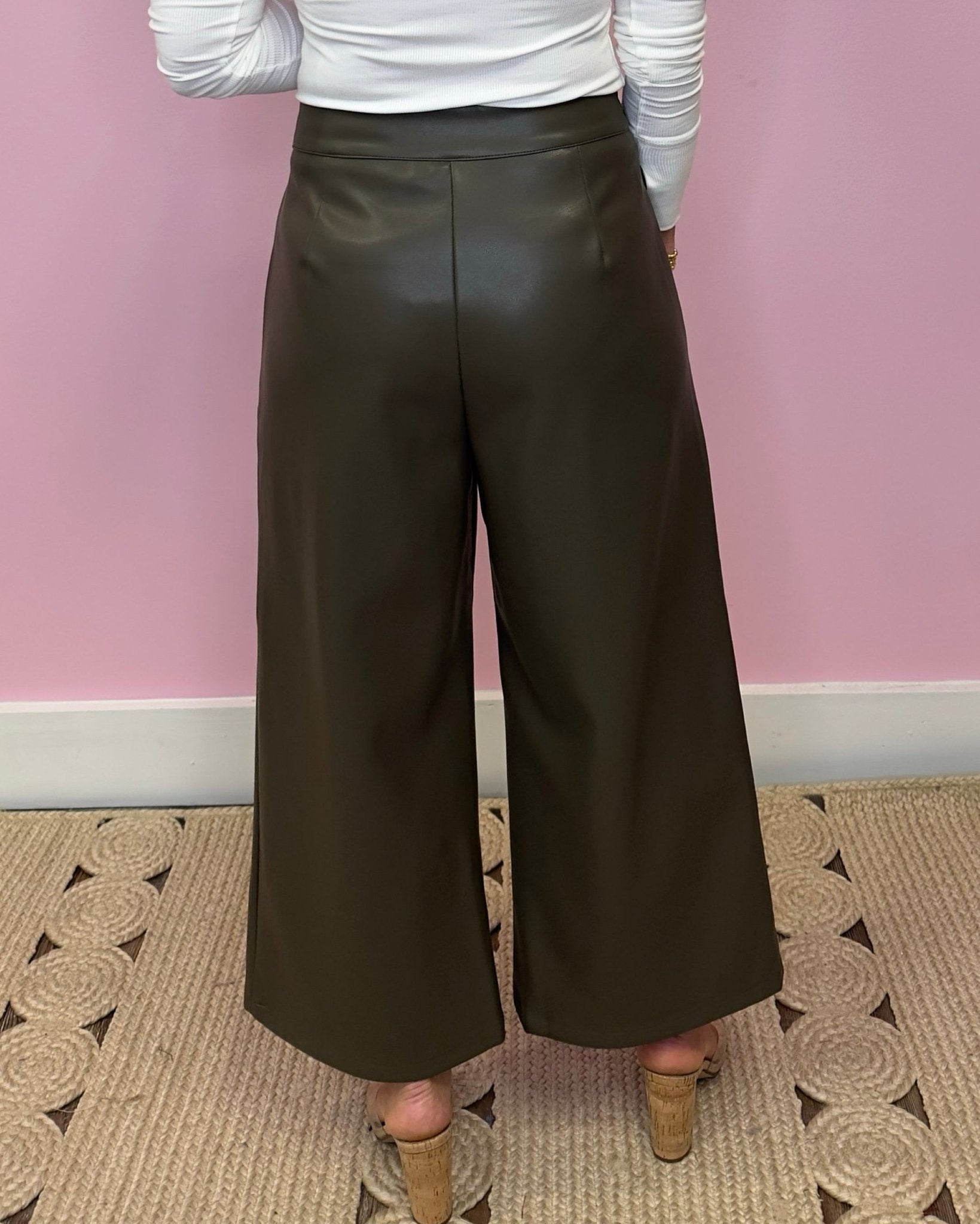 Dare You To Dark Olive Pleather Pants - Jessi Jayne Boutique