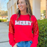 Merry Sequin Sleeve Sweatshirt - Jessi Jayne Boutique