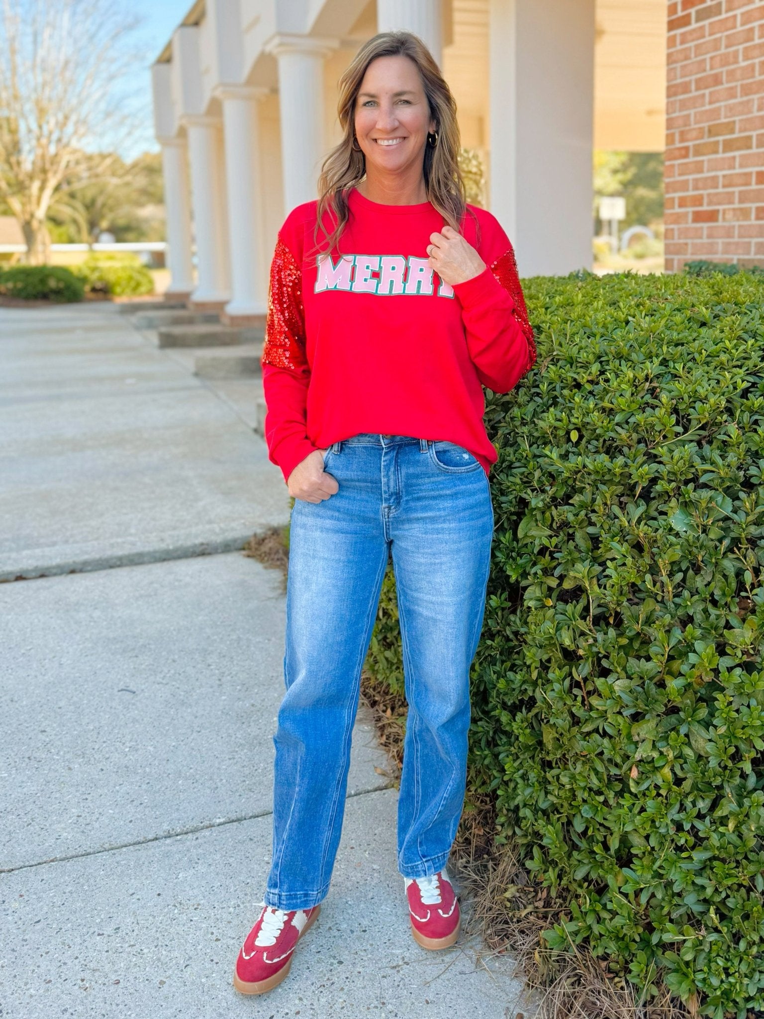 Merry Sequin Sleeve Sweatshirt - Jessi Jayne Boutique