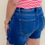 Risen Dark Cut to the Chase Denim Shorts - Jessi Jayne Boutique