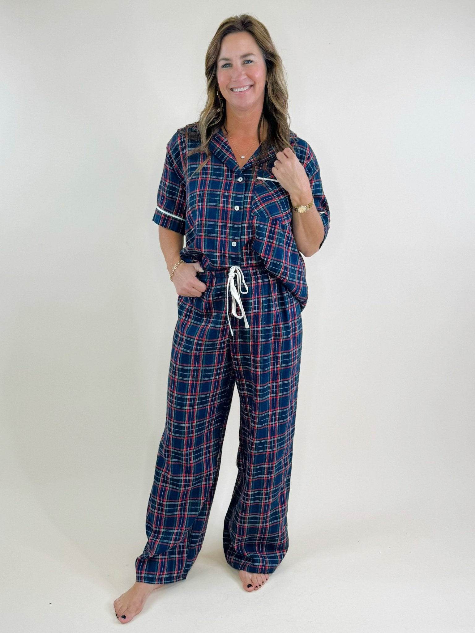 Merry Plaid Pajama Pants Set - Jessi Jayne Boutique