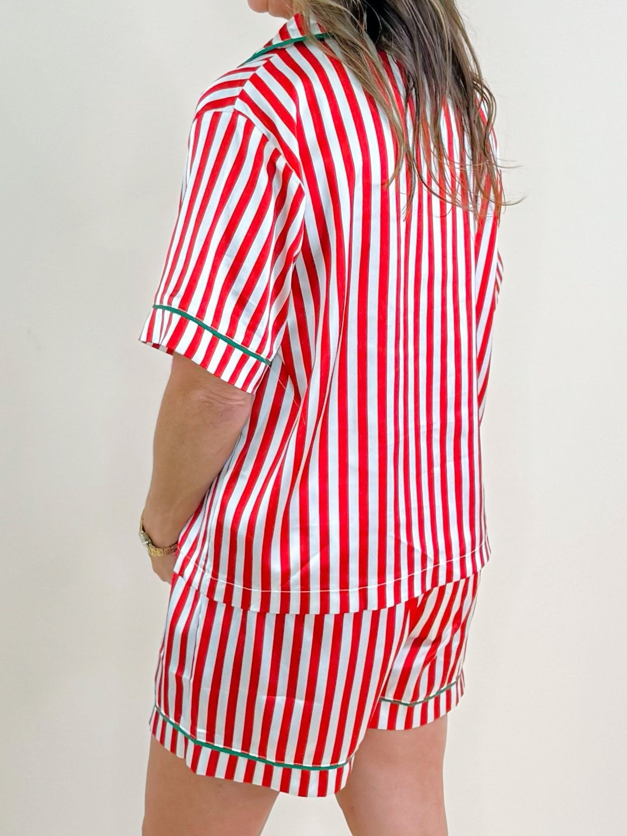 Candy Cane Lane Satin Pajama Set - Jessi Jayne Boutique