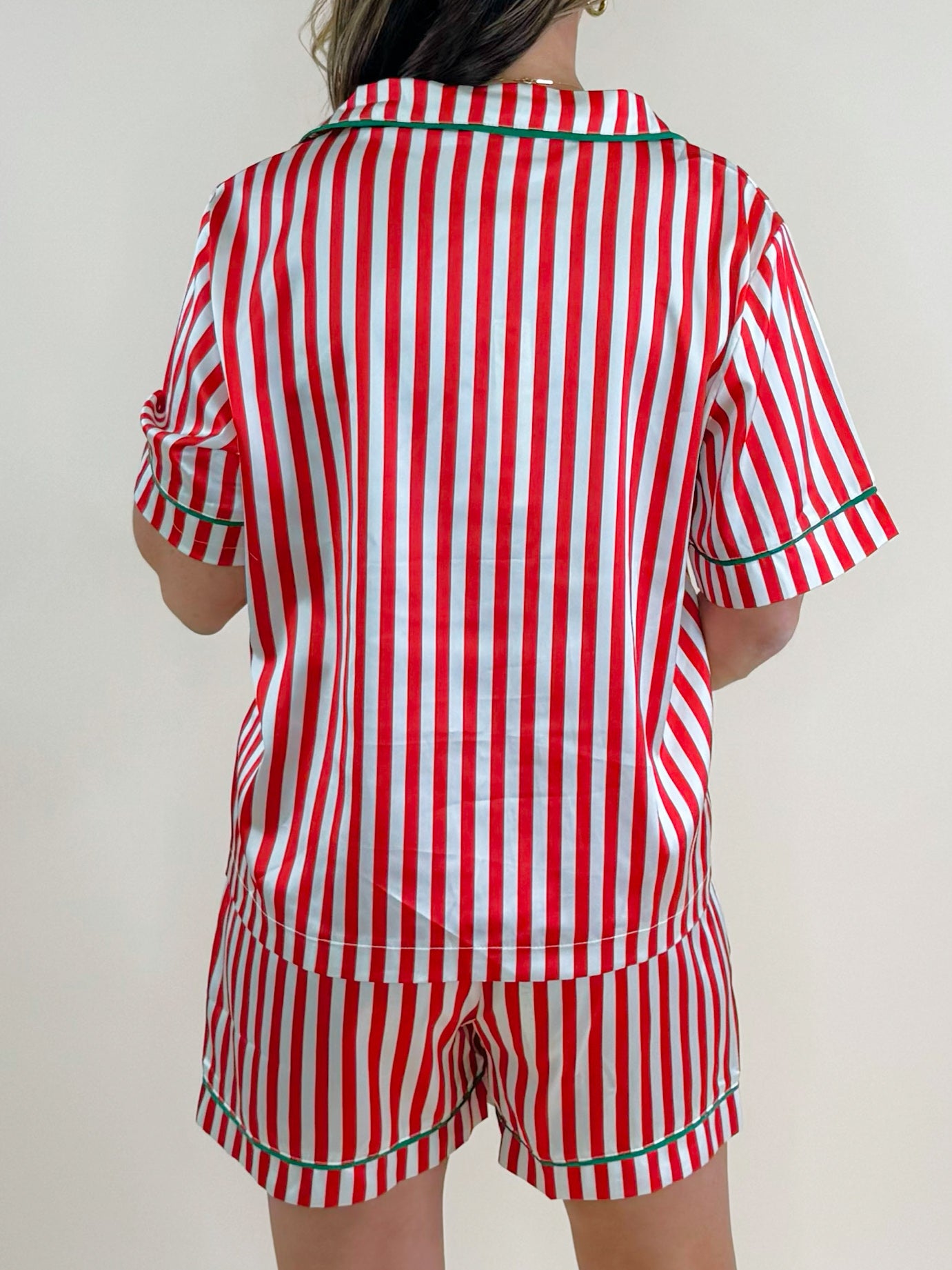 Candy Cane Lane Satin Pajama Set - Jessi Jayne Boutique