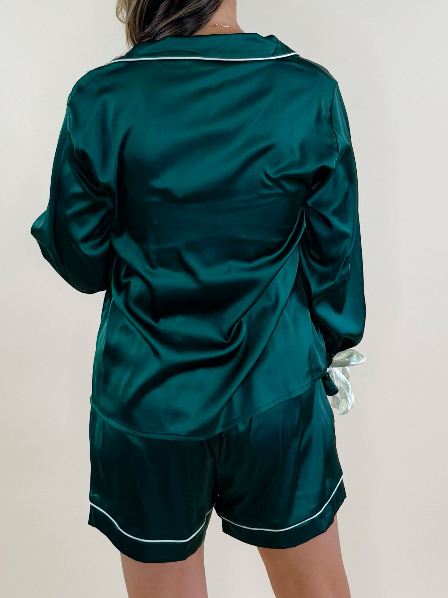Evergreen Satin Pajama Set - Jessi Jayne Boutique