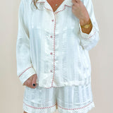 Candy Cane Satin Shorts Pajama Set - Jessi Jayne Boutique