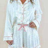 Candy Cane Satin Shorts Pajama Set - Jessi Jayne Boutique