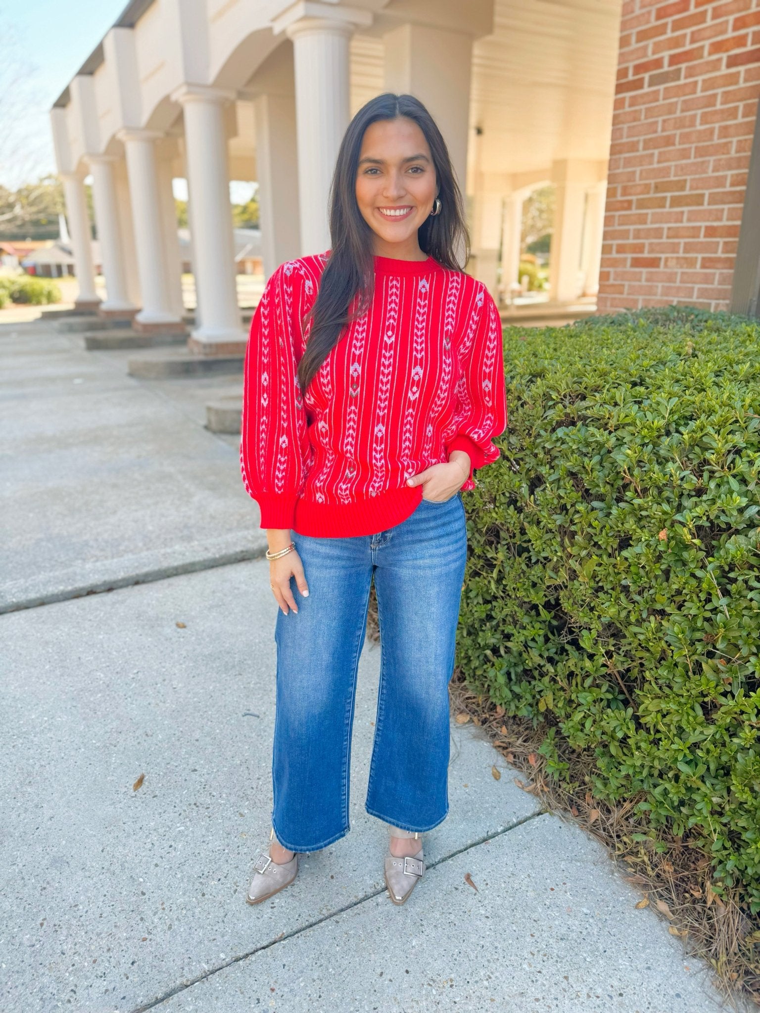 Scarlet Stripe Knit Sweater - Jessi Jayne Boutique