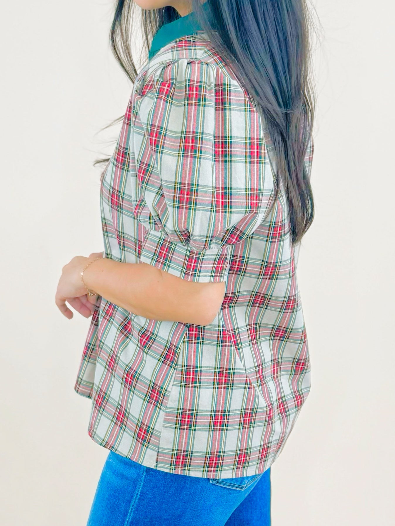 Taupe Highland Charm Plaid Blouse - Jessi Jayne Boutique