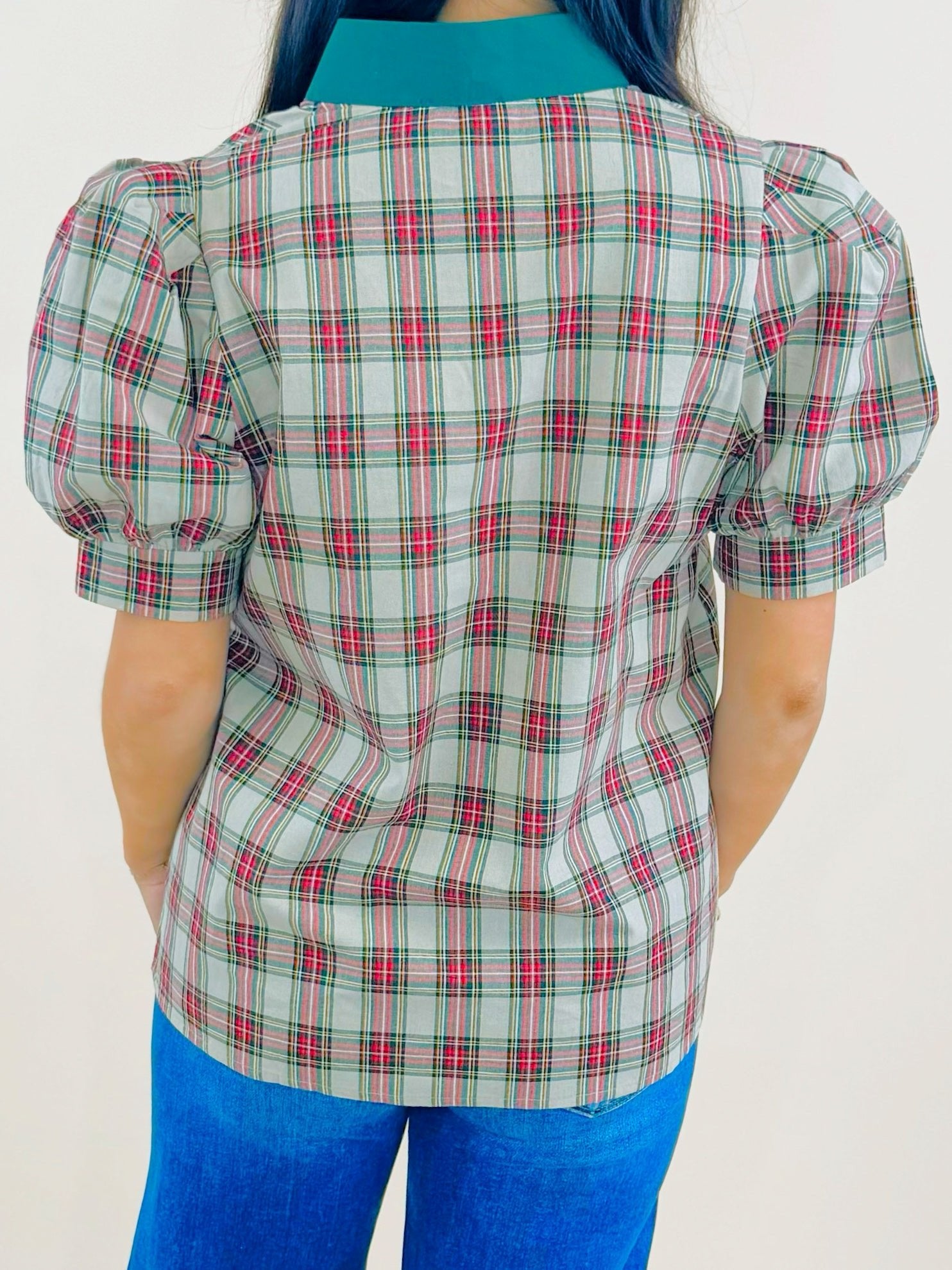Taupe Highland Charm Plaid Blouse - Jessi Jayne Boutique