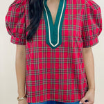 Red Highland Charm Plaid Blouse - Jessi Jayne Boutique