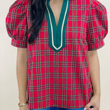 Red Highland Charm Plaid Blouse - Jessi Jayne Boutique