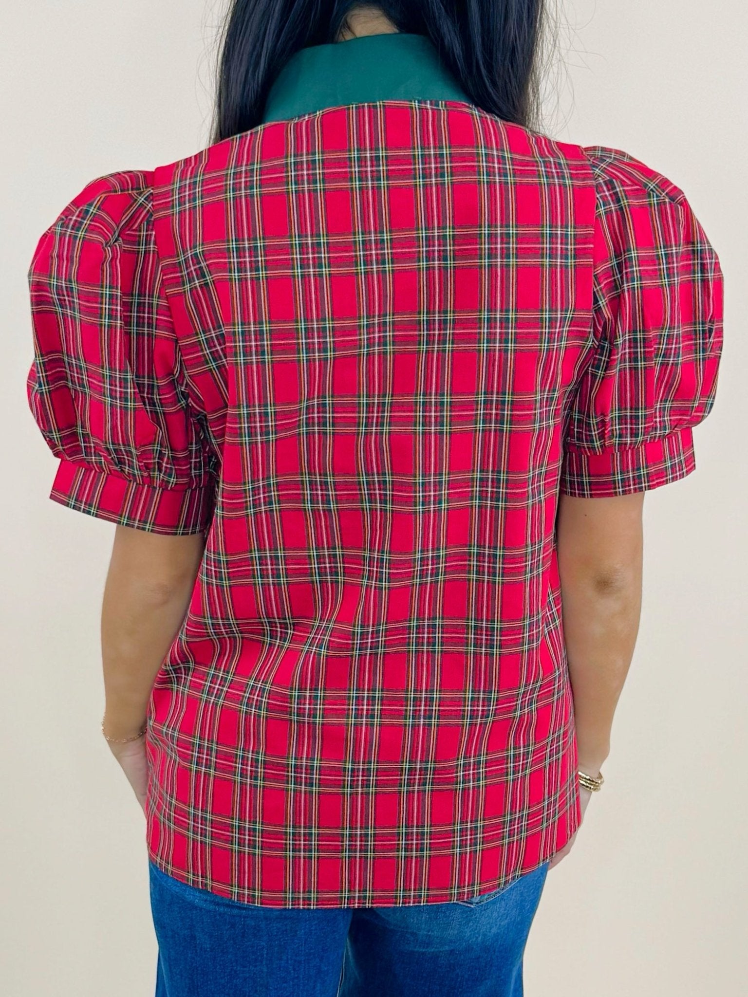 Red Highland Charm Plaid Blouse - Jessi Jayne Boutique