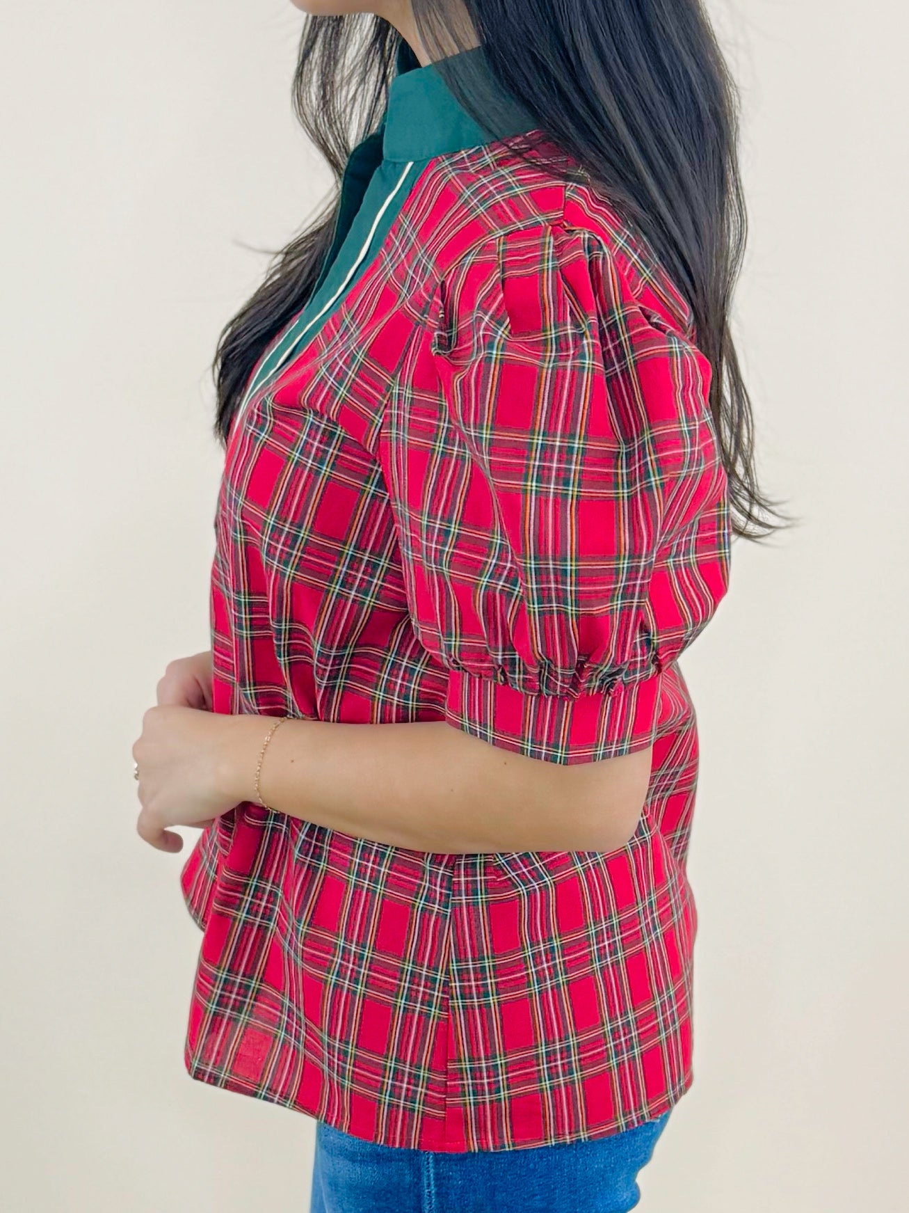 Red Highland Charm Plaid Blouse - Jessi Jayne Boutique