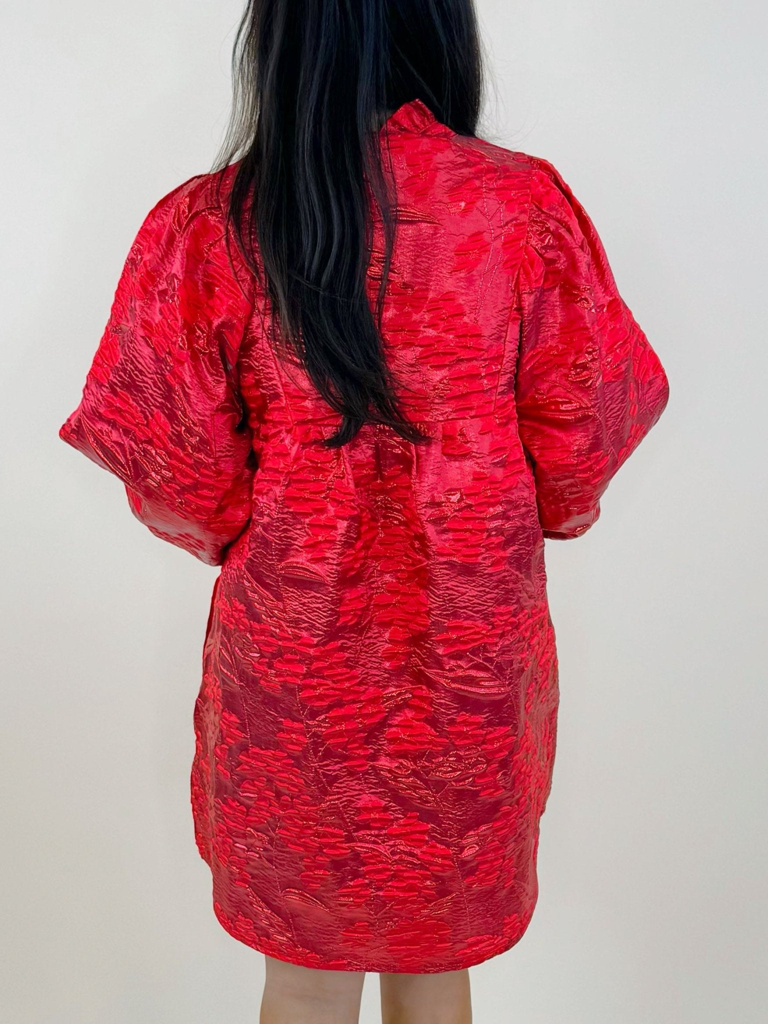 Scarlet Shine Jacquard Dress - Jessi Jayne Boutique