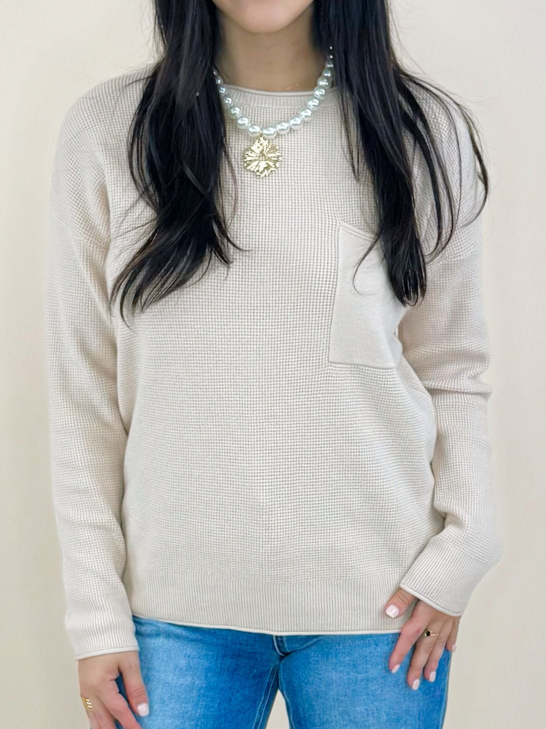 Soft Whisper Oatmeal Waffle Knit Top - Jessi Jayne Boutique