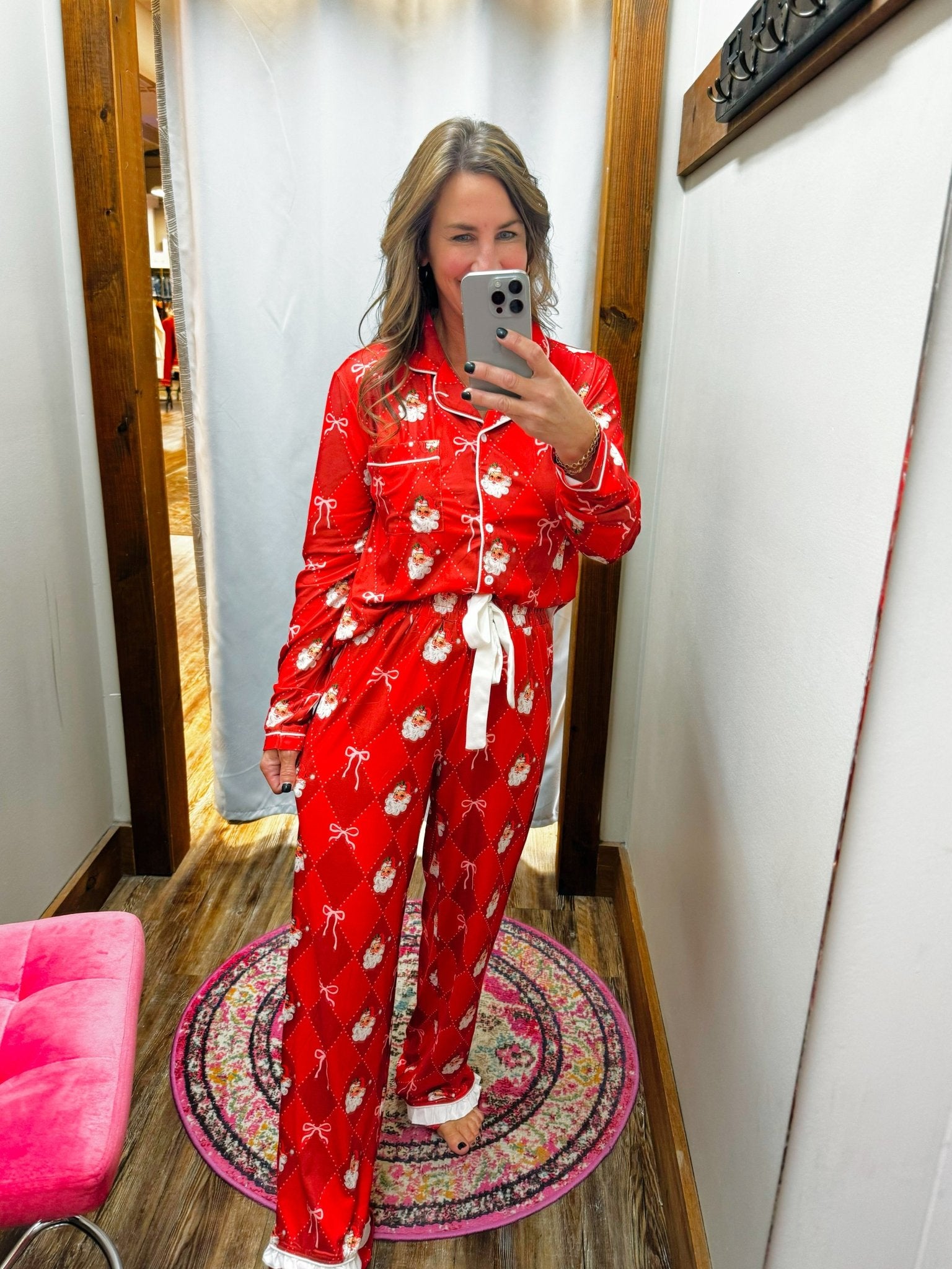 Santa's Signature Bow Ruffle Pajama Set - Jessi Jayne Boutique