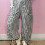Be Bold Charcoal Stripe Cargo Pants - Jessi Jayne Boutique
