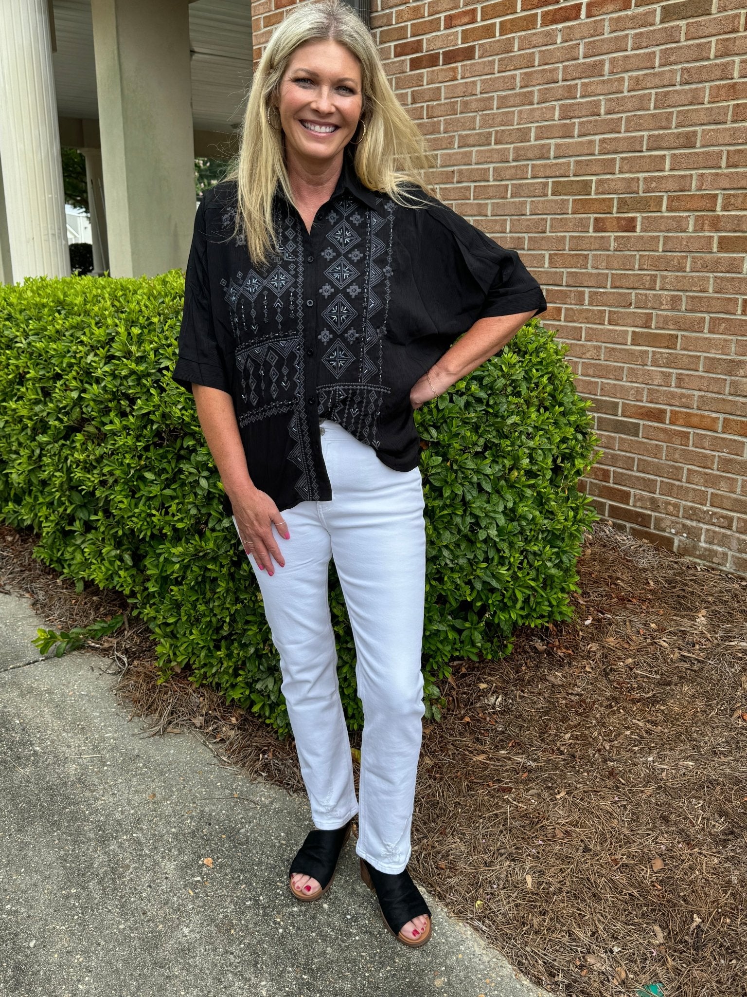 Raven In The Night Black Embellished Detail Blouse - Jessi Jayne Boutique