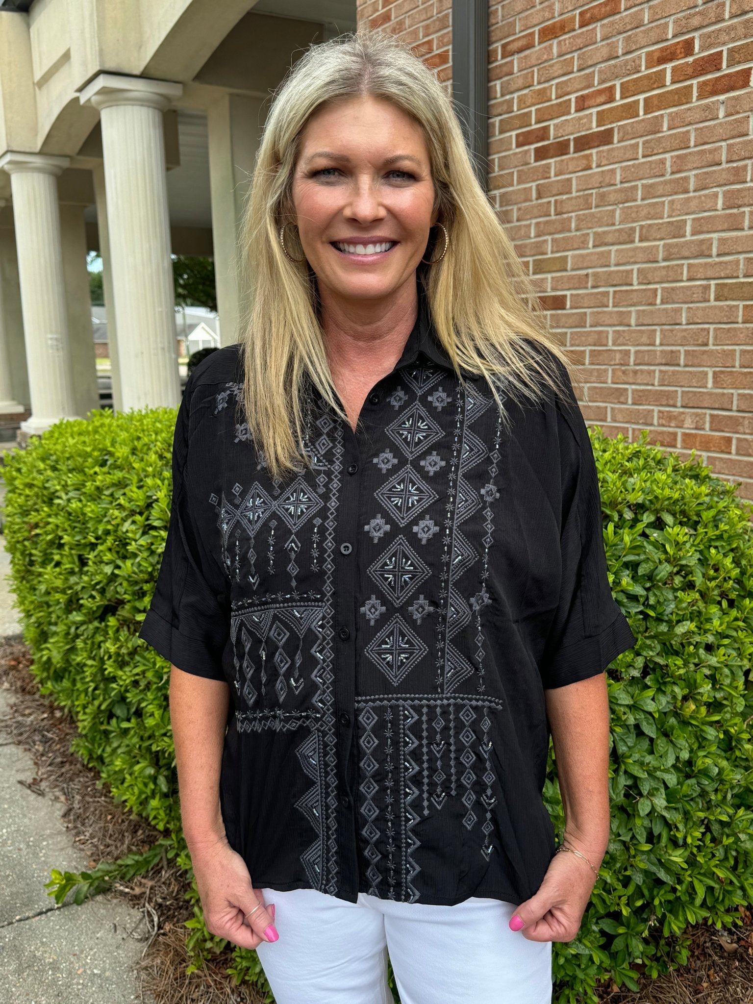 Raven In The Night Black Embellished Detail Blouse - Jessi Jayne Boutique