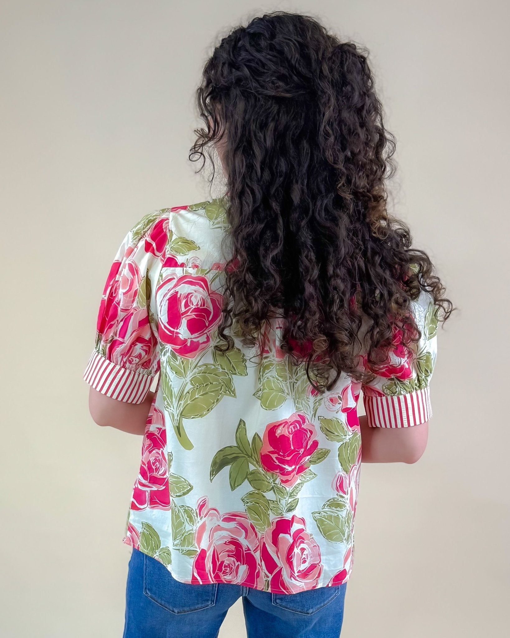 Bold Bloom Button Top - Jessi Jayne Boutique