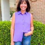 The Weekend Button - Up Sleeveless Top - Jessi Jayne Boutique