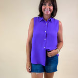 The Weekend Button - Up Sleeveless Top - Jessi Jayne Boutique