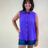 The Weekend Button - Up Sleeveless Top - Jessi Jayne Boutique