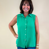 The Weekend Button - Up Sleeveless Top - Jessi Jayne Boutique