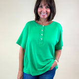 Button Up Babe Tee – Kelly Green - Jessi Jayne Boutique
