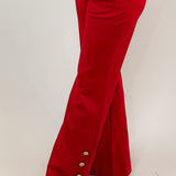 Power Move Red Button Hem Pants - Jessi Jayne Boutique