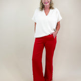 Power Move Red Button Hem Pants - Jessi Jayne Boutique