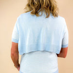 Blue Stripe Sweater Knit Top and Shawl Set - Jessi Jayne Boutique