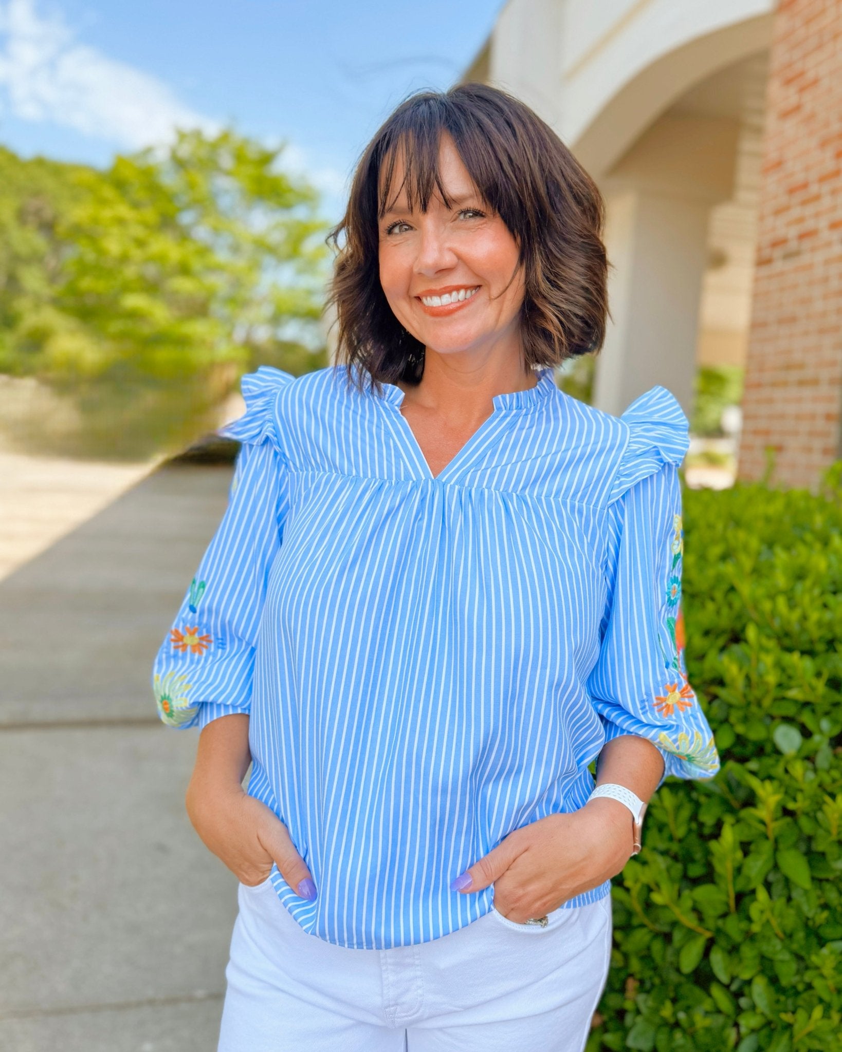 Petal Parade Embroidered Blouse - Jessi Jayne Boutique