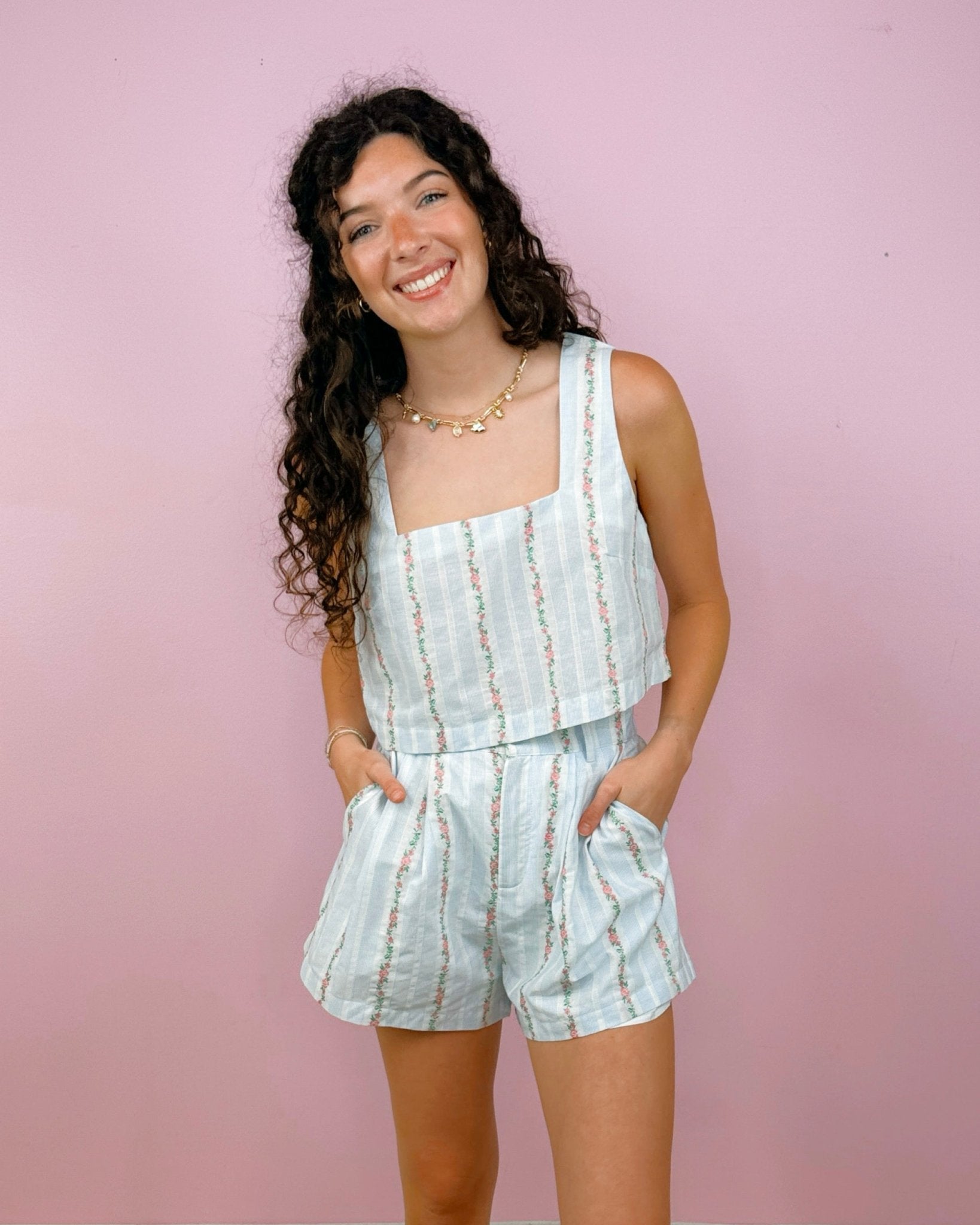 Sweet Pea Floral Striped Set - Jessi Jayne Boutique
