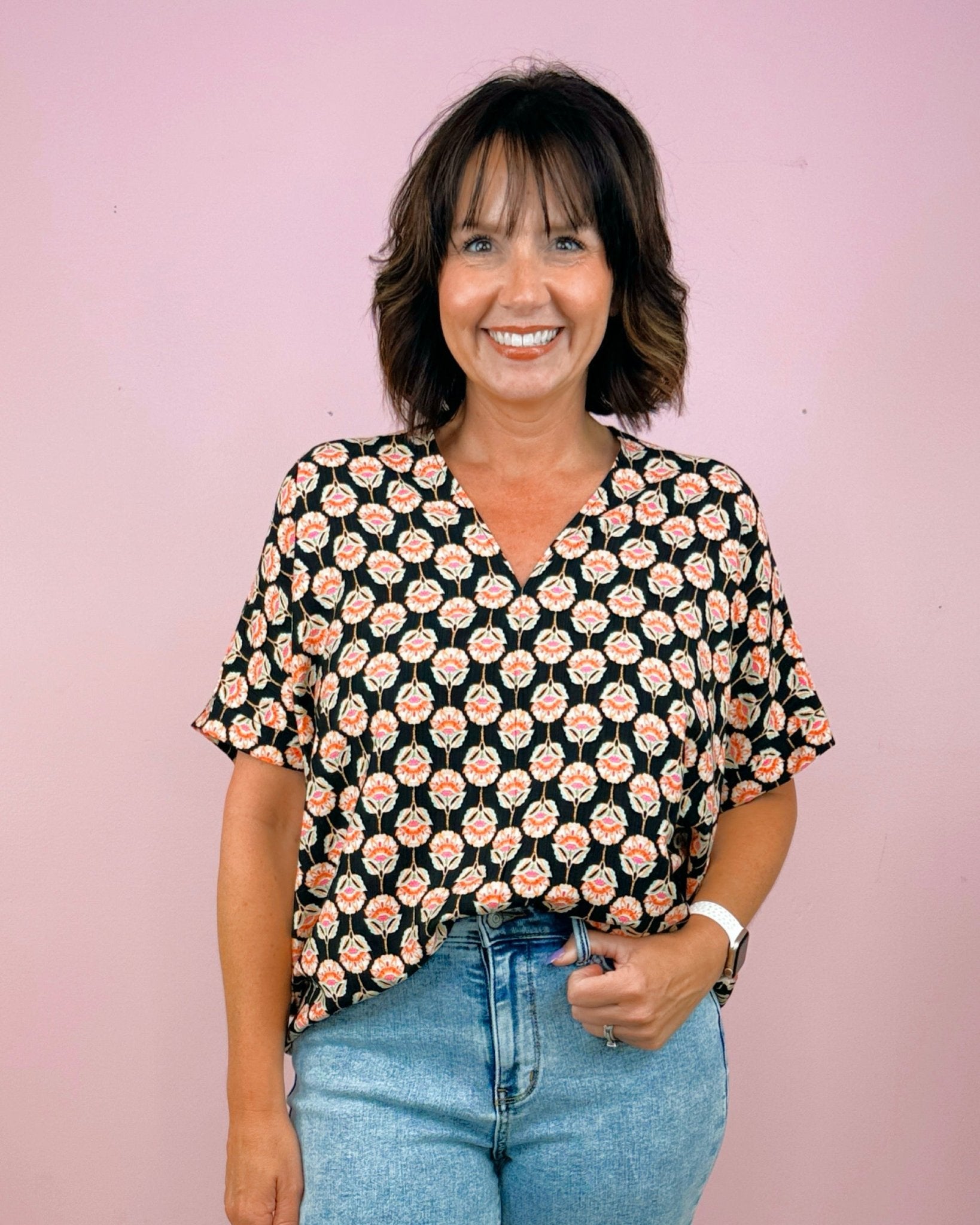 Retro Rose Garden Blouse - Jessi Jayne Boutique