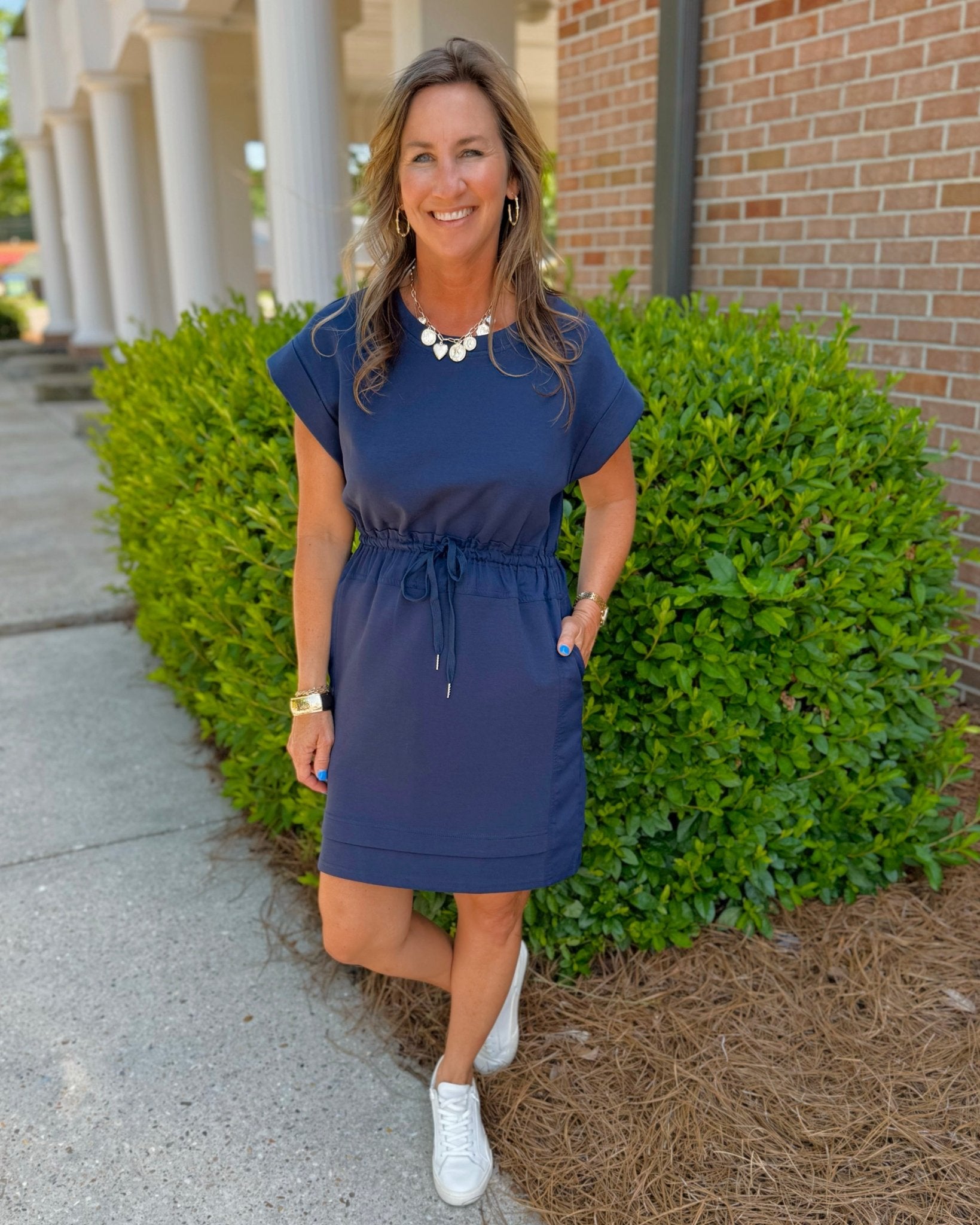 City Stroll Cinch Navy Dress - Jessi Jayne Boutique