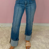 Risen Center Stage Cuffed Straight Jeans - Jessi Jayne Boutique