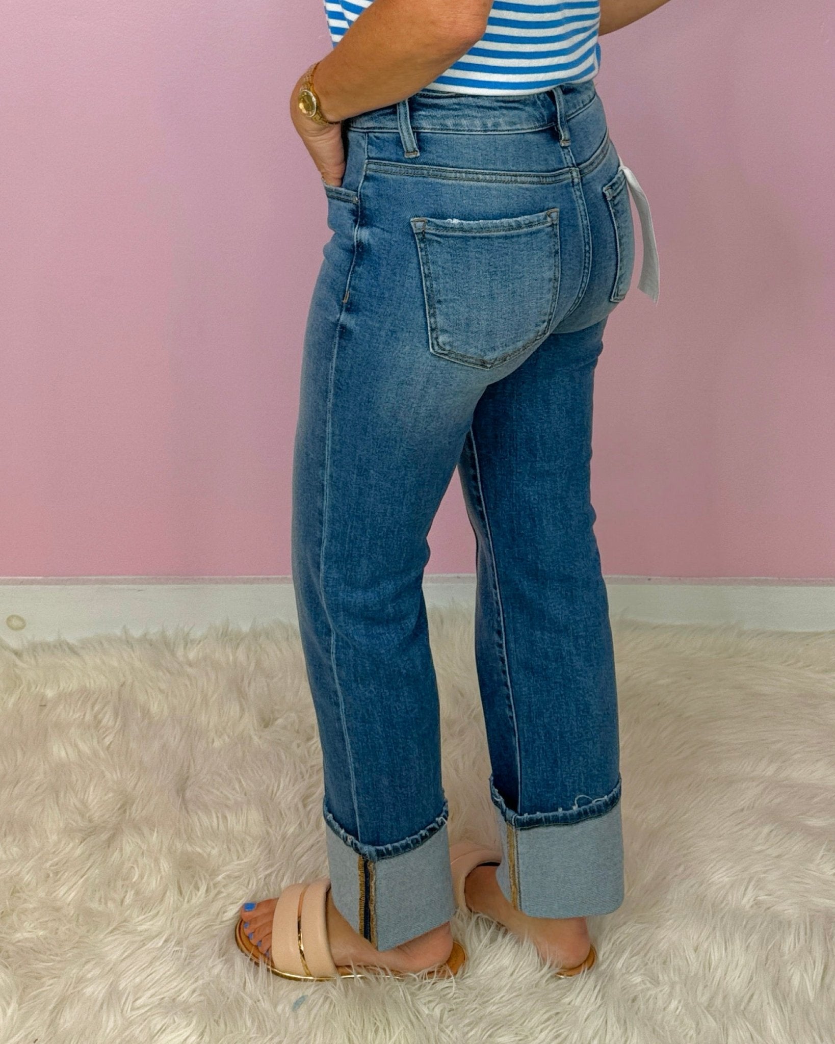 Risen Center Stage Cuffed Straight Jeans - Jessi Jayne Boutique