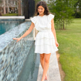 White Sugar Ruffle Mini Dress - Jessi Jayne Boutique