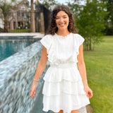 White Sugar Ruffle Mini Dress - Jessi Jayne Boutique