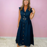Deep Navy Boardroom to Bubbly Midi Dress - Jessi Jayne Boutique