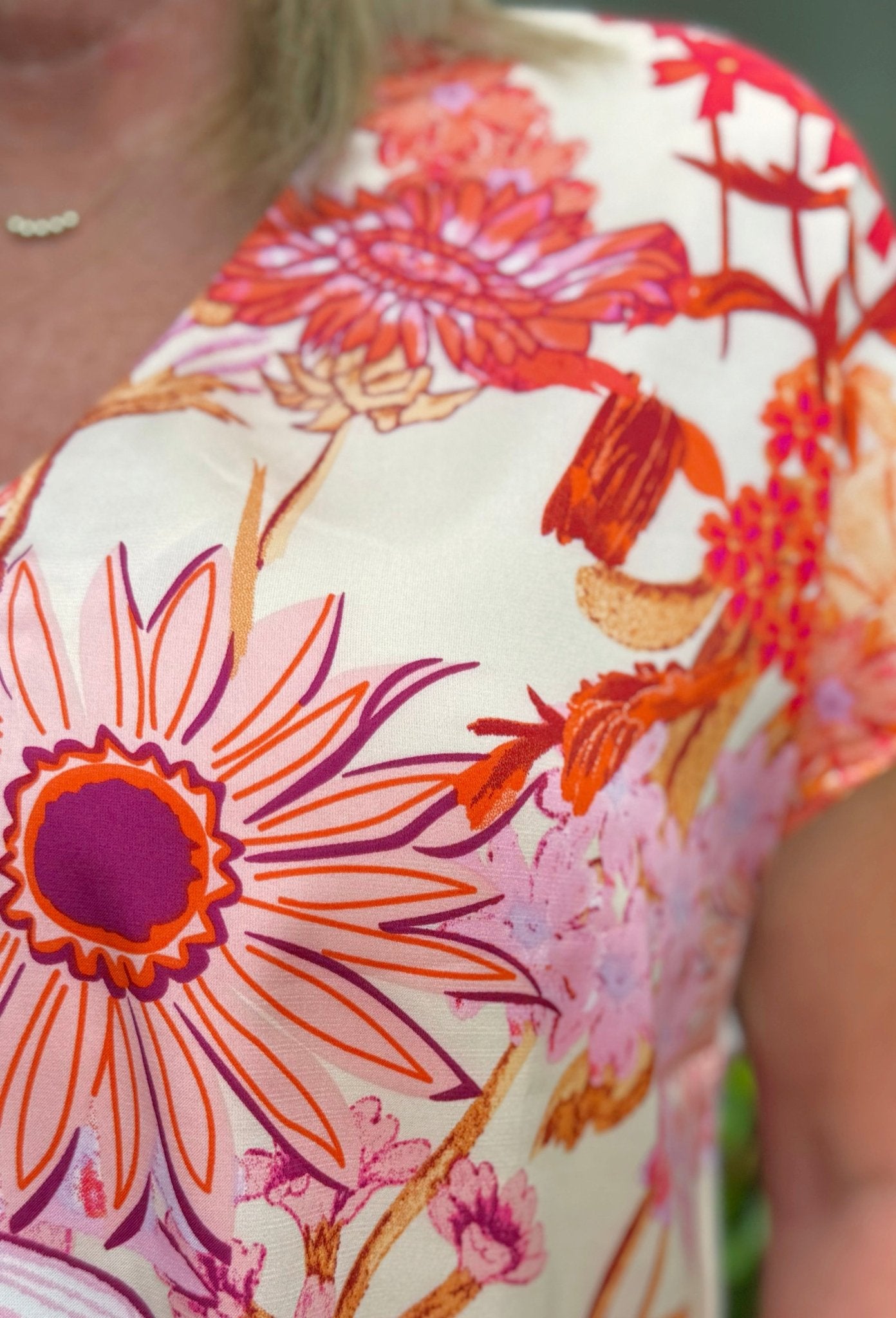 Wildflower Satin V - Neck Blouse - Jessi Jayne Boutique