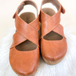 Corky Case Closed Cognac Smooth Wedge - Jessi Jayne Boutique