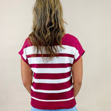 Maroon Stripe and Knit Sweater Tank - Jessi Jayne Boutique